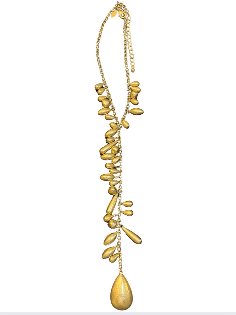 Chicoβs Gold Tone Cascading Teardrop Statement Necklace